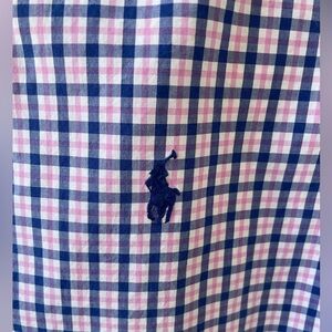 Ralph Lauren Men’s Blue and Pink Long Sleeve Button Down.  Size Large.